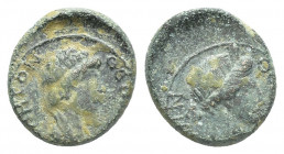 Mysia, Pergamon, c. AD 40-60. Æ Draped bust of Senate right Rev.Turreted bust of Roma right. 4g 15.1mm