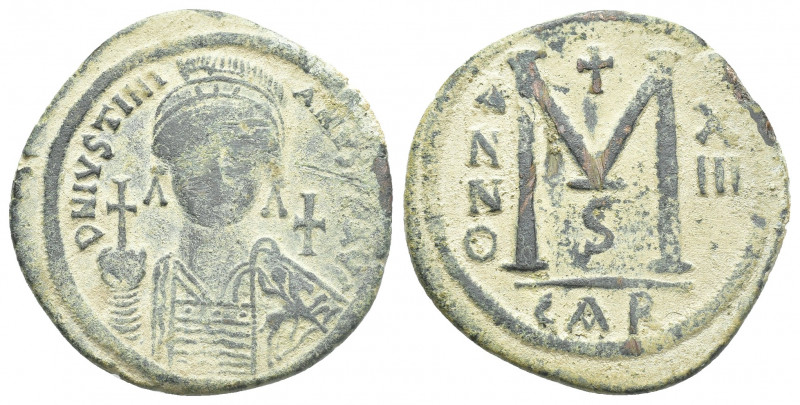 Byzantine
Justinian I the Great (AD 527-565). AE follis or 40 nummi. Carthage, ...