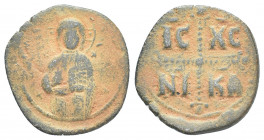 Byzantine
 Follis. 1034-1041 d.C. Constantinople. . Anv.: Christ Antiphonetes standing facing, holding Gospels and raising hand in benediction; IC-XC ...