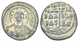 Byzantine
Romanus III, Argyrus (1028-1034), AE Class B Anonymous Follis. Constantinople, 
Obv: +EMMA - NOVHA / IC - XC Bust of Christ facing, wearing ...