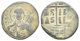 Byzantine
Romanus III, Argyrus (1028-1034), AE Class B Anonymous Follis. Constantinople, 
Obv: +EMMA - NOVHA / IC - XC Bust of Christ facing, wearing ...