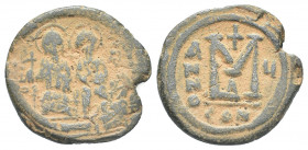 Byzantine
Justin II and Sophia AD 565-578. Dated RY 5=AD 569/70. Constantinople Follis Æ 12.4g 30mm
