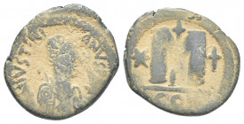Byzantine
 JUSTIN I AND JUSTINIAN I (527), AE follis, Constantinople Mint. issued 4 April - 1 August 527 A.D. obv. Diademed bust cuirassed with paluda...
