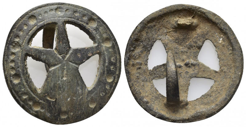 Roman and Byzantine
bronze brooch, 2nd - 3rd Century A.D. 22.1 g 46.7mm SOLD AS ...