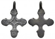 Bronze Cross Pendant. Byzantine, VII-X Century AD.Intact and wearable. 3.9g (L: 25.2 I: 22.4) SOLD AS SEEN, NO RETURN!