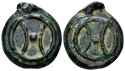 Etruria, uncertain mint Uncia circa III century BC, Æ 22.00 mm., 9.83 g.
Archaic wheel, pellet at centre. Rev. Archaic wheel, pellet at centre. ICC 1...
