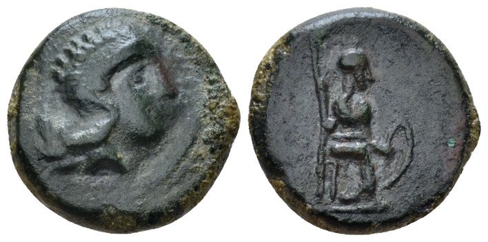 Sicily, Atl Hemilitra circa 357-336, Æ 15.00 mm., 3.82 g.
Crude helmeted head o...