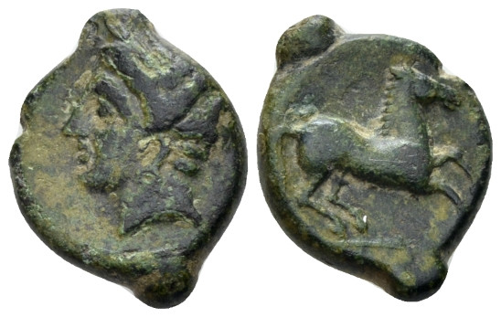 Sicily, Panormos as Ziz Bronze circa 400-350, Æ 21.00 mm., 3.74 g.
Wreathed hea...