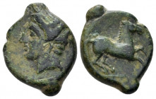 Sicily, Panormos as Ziz Bronze circa 400-350, Æ 21.00 mm., 3.74 g.
Wreathed head of Triptolemos l. Rev. Horse running r. MAA 15. Calciati 2 (Carthago...
