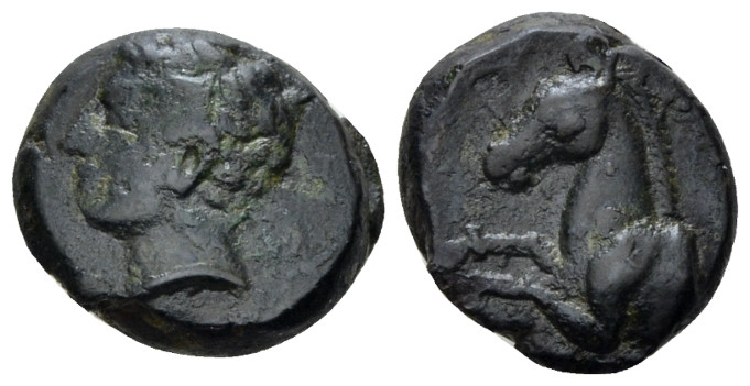 Sicily, Panormus as Ziz Bronze circa 336-330, Æ 13.00 mm., 3.90 g.
Male head l....