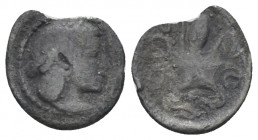 Sicily, Syracuse Litra circa 466-460, AR 12.00 mm., 0.50 g.
Head of Arethusa r., wearing pearl tainia. Rev. Octopus. Boehringer 426. SNG ANS 132.

...