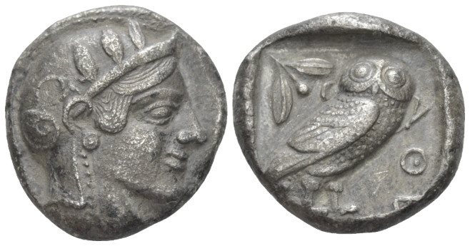 Attica, Athens Tetradrachm circa 455, AR 22.00 mm., 16.65 g.
Head of Athena r.,...