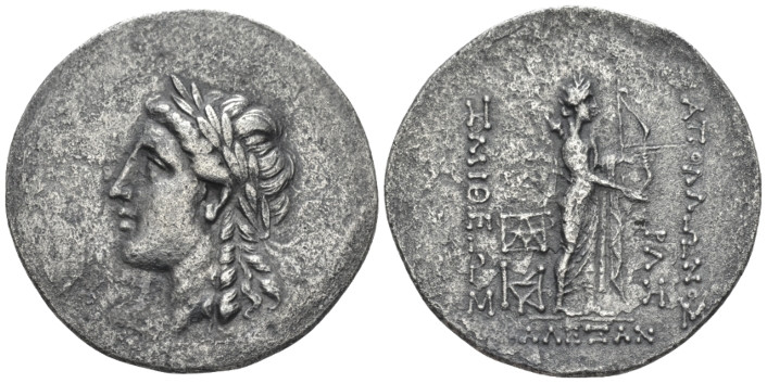 Troas, Alexandria Tetradrachm circa 188-133, AR 37.00 mm., 14.44 g.
 Head of At...