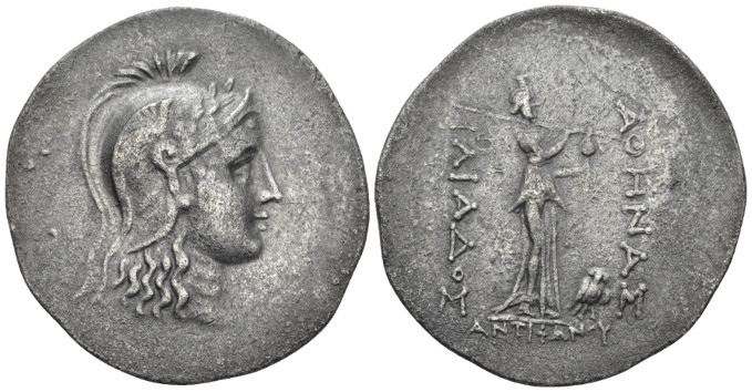 Troas, Ilium Tetradrachm circa 188-133, AR 40.00 mm., 15.30 g.
 Head of Athena ...