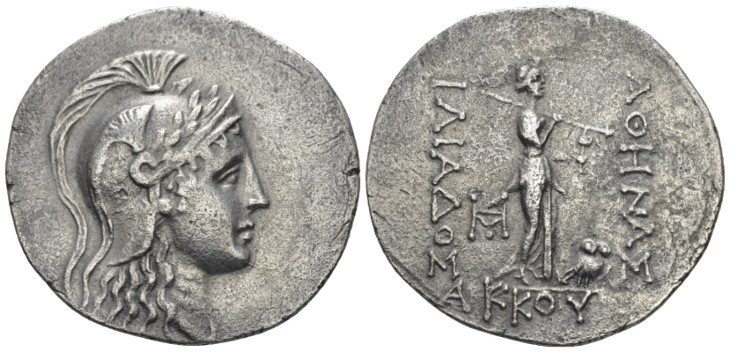 Troas, Ilium Tetradrachm circa 188-133, AR 38.00 mm., 14.51 g.
Head of Athena r...