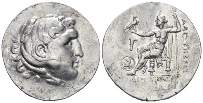 Aeolis, Cume Tetradrachm, in name and types of Alexander III, Diogenes magistrat...