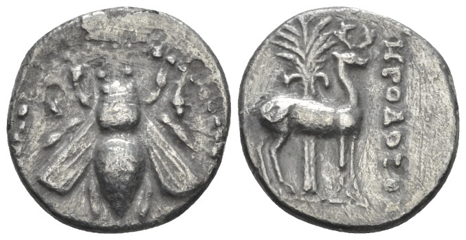 Ionia, Ephesus Drachm, Erodotos magistrate circa 205-190, AR 17.00 mm., 3.31 g....