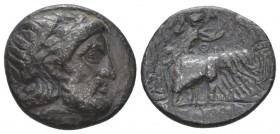 The Seleucid Kings, 01 - Seleucus I Nicator, 312- 281 BC Seleucia Drachm circa 296-281, AR 17.00 mm., 3.39 g.
Head of Zeus r., wearing laurel wreath....
