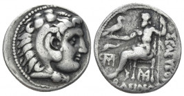 The Seleucid Kings, 02 - Antiochus I Soter, 294-261 Laodicea Drachm circa 280-261, AR 17.00 mm., 4.08 g.
Head of Heracles r., wearing lion's skin hea...