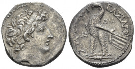 The Seleucid Kings, Antiochus VIII, 121-96 Ptolemais (Ake) Didrachm 114-113, AR 21.00 mm., 6.90 g.
Diademed head r. Rev. Eagle standing l. on thunder...