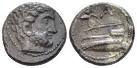 Phoenicia, Arados Tetrobol circa 241-109, AR 15.00 mm., 2.81 g.
Laureate head of Zeus r. Rev. Athena standing on prow l.; monogram above. Duyrat 1455...