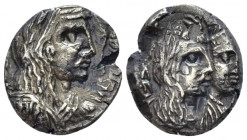 Kings of Nabathaea, Aretas IV, with Shaqilat 9 BC-AD 40 Petra Drachm Type 1d 20-40, AR 15.00 mm., 3.85 g.
Laureate head of Aretas IV r. Rev. Jugate b...