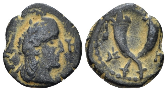 Kings of Nabathaea, Syllaios. Usurper, 9-6 Bronze circa 9-6, Æ 14.00 mm., 2.20 g...