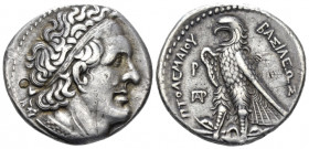 The Ptolemies, Ptolemy I Soter as satrap, 323 – 305 Alexandria Tetradrachm from 294,, AR 26.00 mm., 14.25 g.
Diademed head r., wearing aegis around n...