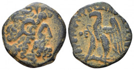 The Ptolemies, Ptolemy VIII, 145-116 Alexandria uncertain Cypriot mint, Bronze circa 145-116, Æ 17.00 mm., 2.86 g.
Diademed head of Zeus Ammon r. Rev...