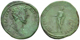 Thrace, Pautalia Commodus, 177-192 Bronze circa 187, Æ 30.30 mm., 15.48 g.
Laureate head r. Rev. Nude male figure (Apollo or Bonus Eventus?) standing...