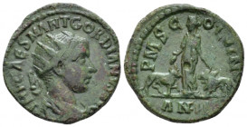 Moesia, Viminacium Gordian III, 238-244 Bronze circa 238-244, Æ 22.10 mm., 6.61 g.
Radiate, draped and cuirassed bust r. Rev. P M S COL VIM Moesia Su...