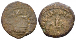 Judaea, Jerusalem Procurators Pontius Pilate Prutah 29-30 (year of Tiberius), Æ 16.00 mm., 1.72 g.
Three bound grain ears. Rev. Simpulum. Meshorer 33...