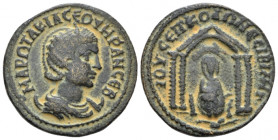 Mesopotamia, Nisibis Otacilia Severa, wife of Philip I Bronze circa 244-249, Æ 23.90 mm., 9.49 g.
Draped bust r., set on crescent. Rev. Tyche of Anti...