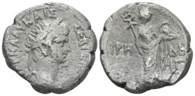 Egypt, Alexandria Nero, 54-68 Tetradrachm circa 56-57 (year 3), billon 24.70 mm., 9.29 g.
Laureate head r., Rev. Eirene standing r., holding Kerykeio...