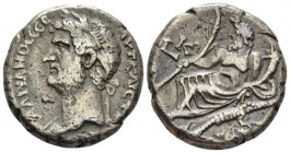 Egypt, Alexandria Hadrian, 117-138 Tetradrachm circa 135-136 (year 20), billon 23.00 mm., 12.90 g.
Laureate head l. Rev. Nilus seated, l., holding re...