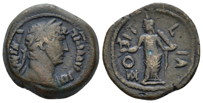 Egypt, Alexandria Hadrian, 117-138 Obol Xoite. circa 126-127 (year 11), Æ 18.60 ...