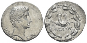 Octavian as Augustus, 27 BC – 14 AD Cistophoric tetradrachm Ephesus circa 25-20, AR 26.00 mm., 11.85 g.
Bare head r. Rev. Capricorn r., head reverted...