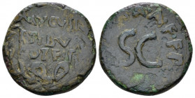 Octavian as Augustus, 27 BC – 14 AD Barbaric imitation of Dupondius of P. Licinius Stolo Rome circa 17, Æ 21.00 mm., 10.28 g.
 AVGVSTVS TRIBVNIC POTE...