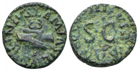 Octavian as Augustus, 27 BC – 14 AD Quadrans, Lama, Silius, Annius Rome circa 9 BC, Æ 16.00 mm., 2.82 g.
LAMIA SILIVS ANNIVS Clasped hands holding ca...