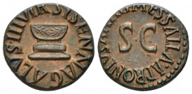 Octavian as Augustus, 27 BC – 14 AD Quadrans, Apronius, Galus, Messalla, Sisenna Rome circa 5 BC, Æ 15.00 mm., 
SISENNA GALVS IIIVIR Altar. Rev. MESS...