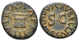 Octavian as Augustus, 27 BC – 14 AD Quadrans, C. Rubellius Blandus Rome 4 BC, Æ 16.00 mm., 3.42 g.
 Legend around S C. Rev. Legend around garlanded a...