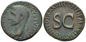 Octavian as Augustus, 27 BC – 14 AD As Rome 10-12 AD, Æ 27.00 mm., 10.21 g.
IMP CAESAR DIVI F AVGVSTVS IMP XX Bare head l. Rev. PONTIF MAXIM TRIBVN P...
