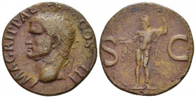 In the name of Agrippa As After 37, Æ 27.80 mm., 9.88 g.
Head l., wearing rostral crown. Rev. S – C Neptune, cloaked, standing l. holding small dolph...