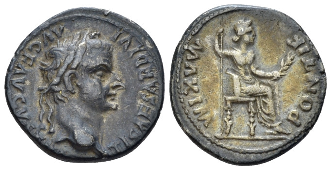 Tiberius, 14-37 Denarius Lugdunum circa 14-37, AR 18.00 mm., 3.80 g.
Laureate h...