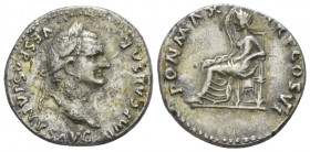 Vespasian, 69-79 Plated denarius Rome circa 75, AR 19.00 mm., 2.69 g.
Laureate head r. Rev. Securitas seated l., head resting on raised arm. C 367. R...