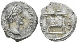 Antoninus Pius, 138-161 Denarius circa 145-161, AR 17.20 mm., 3.48 g.
ANTONINVS AVG PIVS P F Laureate head r. Rev. COS – IIII Pulvinar of Jupiter and...