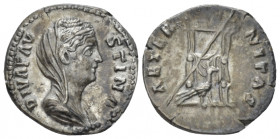 Diva Faustina I Denarius Rome After 141, AR 18.00 mm., 3.09 g.
 Draped bust r. Rev. Throne, against which rests sceptre; in front, peacock r. C 61. R...