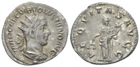 Volusian, 251-253 Antoninianus Rome circa 251-253, AR 21.00 mm., 3.68 g.
 Radiate, draped and cuirassed bust r. Rev. Aequitas standing l., holding sc...