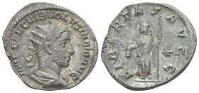 Volusian, 251-253 Antoninianus Rome circa 251-253, AR 20.00 mm., 2.31 g.
 Radiate, draped and cuirassed bust r. Rev. Libertas standing l., holding pi...