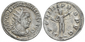 Valerian I, 253-260 Antoninianus Rome circa 253, AR 23.00 mm., 3.24 g.
Laureate, draped and cuirassed bust r.. Rev. Apollo standing r., drawing bow. ...